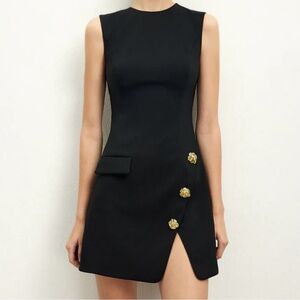 NWT Commense Golden Rose Button Pocket Slip Dress